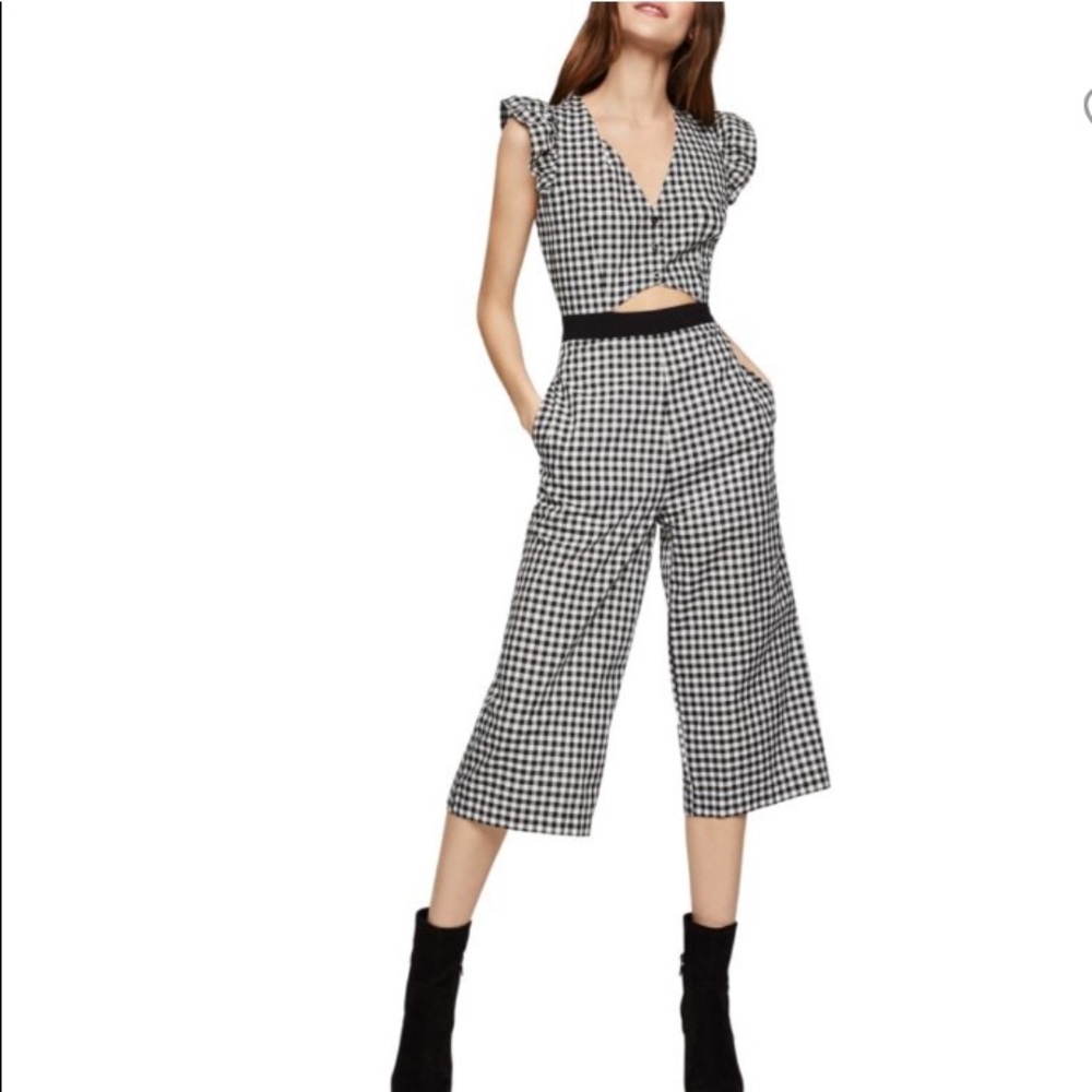 BCBGeneration Gingham Cropped Culotte Jumpsuit Size 6
